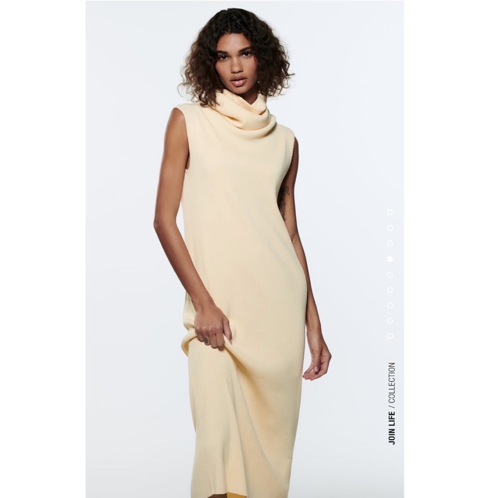 ZARA NWT SLEEVELESS KNIT DRESS ECRU SIZE S